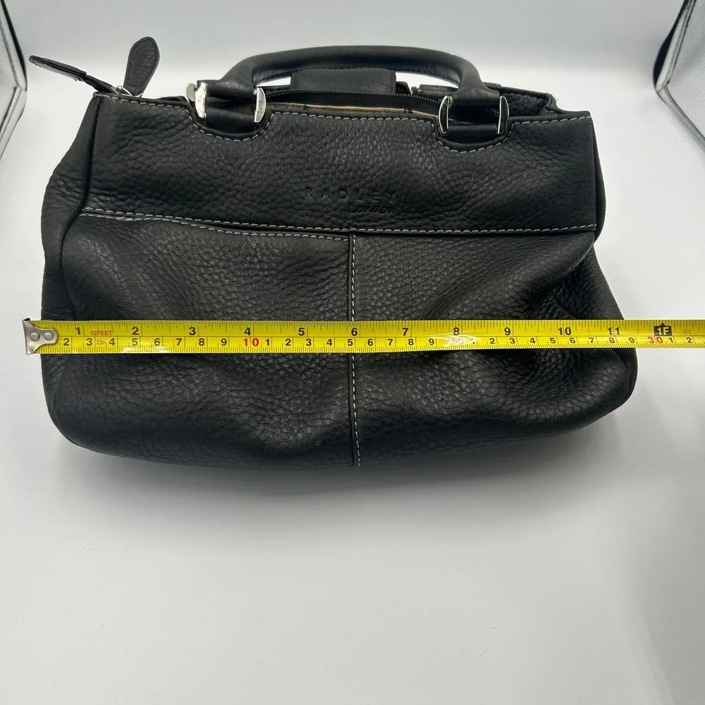 Radley London Satchel Handbag Womens Small Black Leather Contrast Stitch B-027